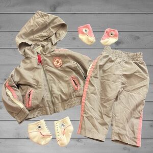 Converse Kids' Gray and Pink Tracksuit with Socks
